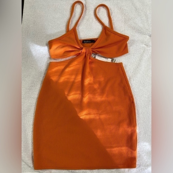 BOOHOO NWT CRINKLE TIE FRONT BEACH MINI DRESS - Picture 3 of 5